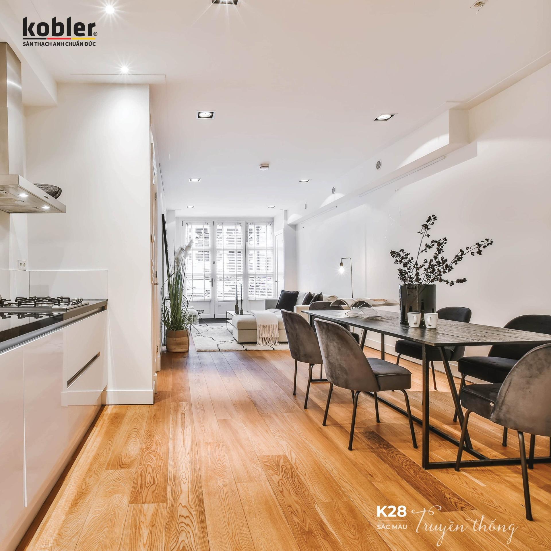 Sàn Kobler RX28 Ruby Xtreme màu vàng gỗ sồi đỏ 1220x146x6mm